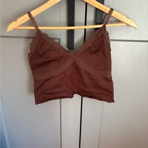 H&M Brown Lace Trim Tank Top